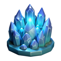 Luminous Blue Crystal Cluster 3D Render Fantasy Game Asset Ice Crystals Sparkling Gemstones Digital Art png