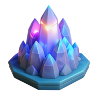 Glowing Crystal Cluster 3D Render Fantasy Game Asset Magical Gemstone Formation png
