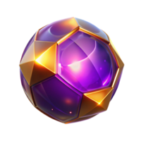 3D Render of a Purple and Gold Geometric Orb Abstract Background Image png