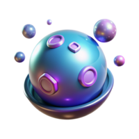 3D Render of a Futuristic Orb with Embedded Geometric Shapes and Floating Spheres png