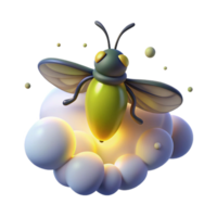 3D Render of a Firefly on an Abstract Cloud Background A Cute and Glowing Insect Illustration png