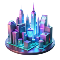 Neon Cityscape A Futuristic Metropolis in Vibrant Hues png