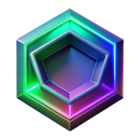 Vibrant Hexagonal 3D Render Abstract Background with Neon Lights png