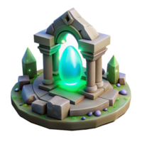 Enchanted Egg in Stone Archway 3D Render Fantasy Game Asset Illustration png