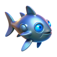 Futuristic Robotic Fish 3D Render of a Metallic Aquatic Robot png