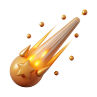 Golden Star Comet 3D Illustration Glowing Trail Space Background Design Element png