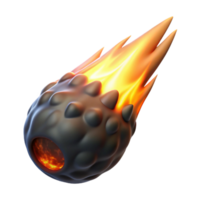 Fiery Meteoroid 3D Render png