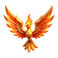 Fiery Phoenix Illustration 3D Render A Majestic Mythological Creature with Flaming Wings and Tail png