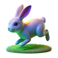 3D Render of a Hopping Bunny on Grass png