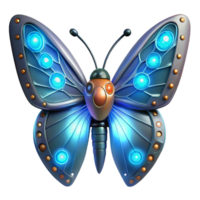 Cybernetic Butterfly 3D Render Glowing Wings Futuristic Insect Mechanical Design Graphic Resource png