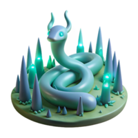 3D Render of a Mythical Serpent in a Glowing Forest png