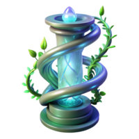 3D Render of Mystical Spiral Column with Glowing Core and Vines png