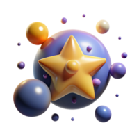 3D Render of a Star and Colorful Spheres Abstract Background Image png