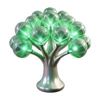 Glowing Orb Tree Abstract 3D Render of Illuminated Spherical Foliage png