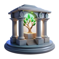 3D Render Tree of Life in Classical Temple png