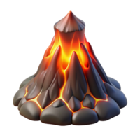 Erupting Volcano 3D Model Realistic Lava Flow Simulation png