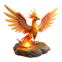 Mythical Firebird 3D Render of a Majestic Creature png