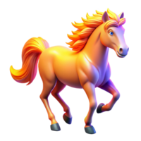 Golden Horse 3D Render of a Running Stallion with a Fiery Mane and Tail png