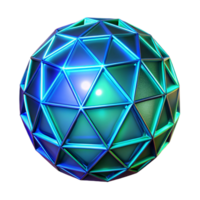Abstract Geometric Sphere Iridescent Triangular Facets and Glowing Edges png