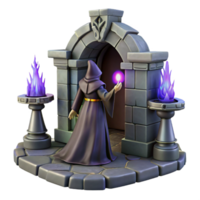 3D Render Fantasy Wizard Stone Archway png
