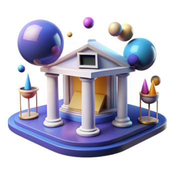 3d rendere di classico architettura con astratto forme png