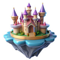 Floating Fantasy Castle A 3D Render of a Whimsical Fairytale Structure png