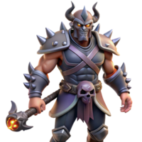 3D Render of a Mighty Horned Warrior png