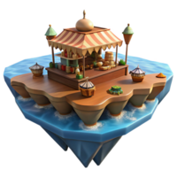 Floating Market Stall A 3D Render of a Whimsical Island Shop png