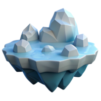 Icy 3D Island Render png