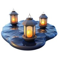 3D Render Floating Lanterns Illustration png