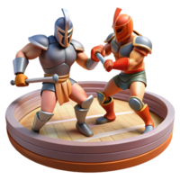 Stylized 3D Render of Gladiator Combat png