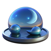 Serene 3D Render of Celestial Spheres in a Reflective Pool Night Sky Moon Stars Abstract Background Illustration png