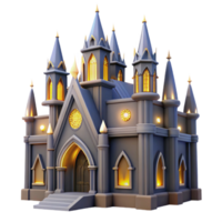Enchanted Gothic Castle 3D Render Fantasy Architecture Illustration Game Asset png