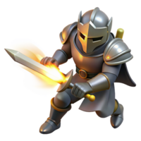 3D Illustration of a Knight with Flaming Sword png