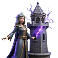 Fantasy 3D Render Witch and Tower png