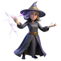 3D Render Young Witch Casting Spell png