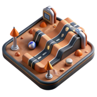 3D Illustration of Abstract Sandbox Marble Run Game with Orange and Gray Elements png