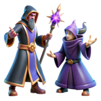 Wizard and Apprentice 3D Render png