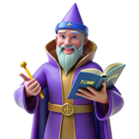 3D Render of a Friendly Wizard png