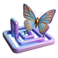 3D Butterfly on Abstract Geometric Background png