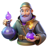3D Alchemist Cartoon Render png