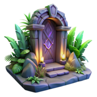 encantado pedra porta 3d render png