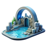3D Render Serene Oasis Abstract Background png