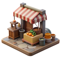 3D Render of a Fruit and Vegetable Market Stall png