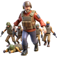 3D Illustration of Soldiers in Action A Dynamic Military Scene png