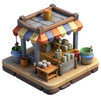 3D Model of a Charming Street Food Stall png
