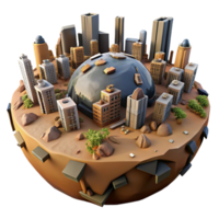 Futuristic Cityscape on an Island Architectural Design in a Desert Environment png