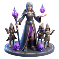 Fantasy Witch 3D Render with Apprentices png