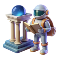 3D Astronaut Reading by Ancient Columns png