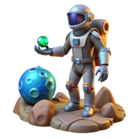 Astronaut 3D Render Exploring Alien Planet png
